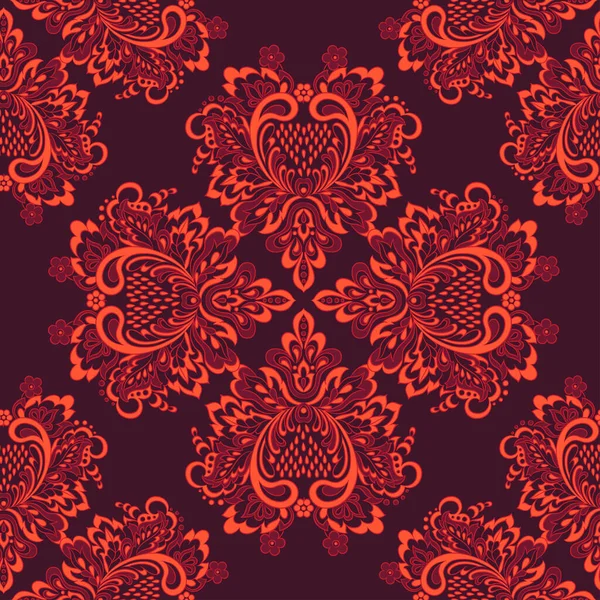 Motif Damassé Sans Couture Vectoriel Fond Vintage Floral — Image vectorielle