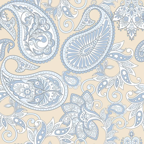 ペイズリー シームレス パターン 花のベクトルの背景 — ストックベクタ