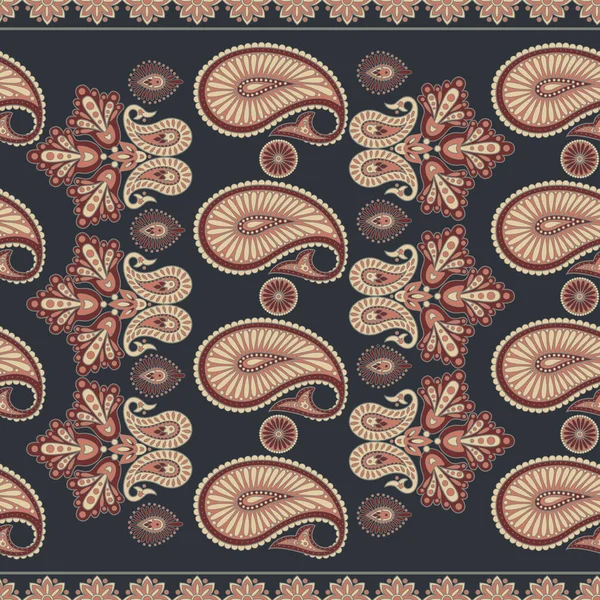 Paisley Vintage Patroon Indiaanse Batik Stijl Bloemenvector Achtergrond — Stockvector