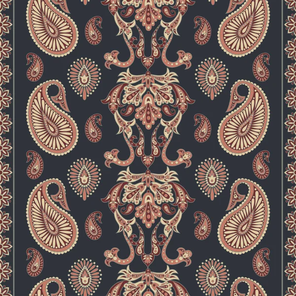 Bloemen Naadloos Patroon Met Paisley Ornament Vector Illustratie Aziatische Textiel — Stockvector