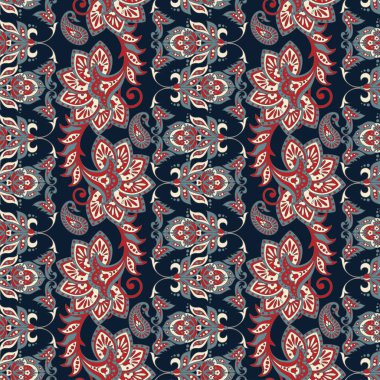 Asyalı batik tarzında çiçeksiz tekstil deseni