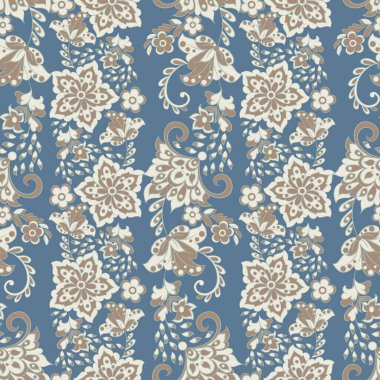 Çiçeksel oryantal etnik düzen. Kusursuz Arap süsü. Hint kumaşlarının süsleme motifleri.