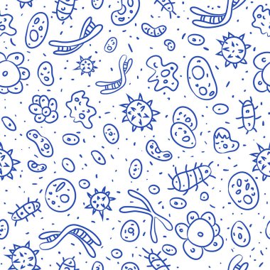 El yapımı dikişsiz bakteri deseni. Vektör illüstrasyonu