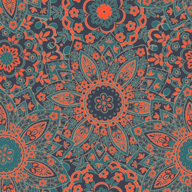 Renkli çiçek desenli. Vektör etnik mandala geçmişi