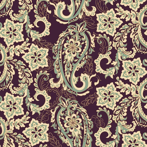 Fondo Vintage Floral Con Adorno Paisley Patrón Vector Inconsútil — Vector de stock