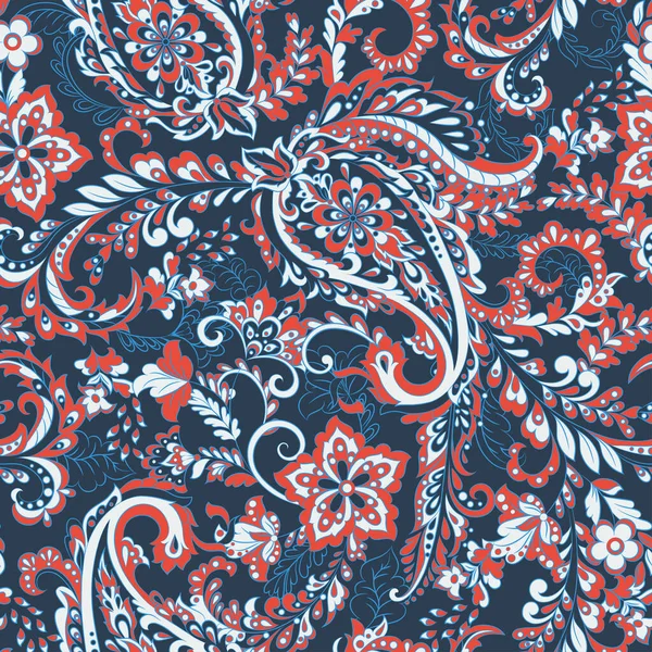 Motif Floral Sans Couture Avec Ornement Paisley Illustration Vectorielle Dans — Image vectorielle