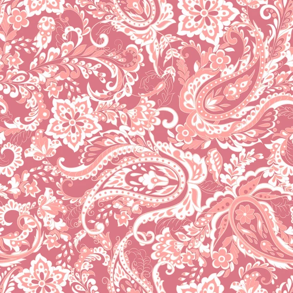 Paisley Fleurs Ethniques Motif Vectoriel Sans Couture Fond Vintage Floral — Image vectorielle