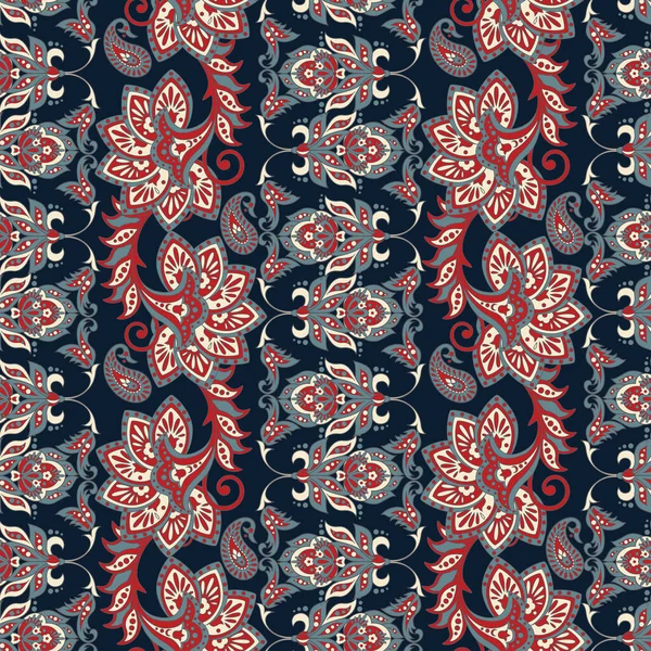 Florales Nahtloses Textilmuster Asiatischen Batikstil — Stockvektor