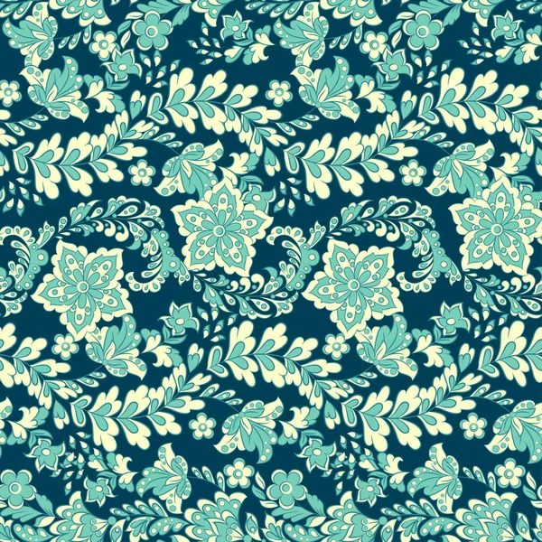 Fond Tissu Floral Avec Ornement Paisley Modèle Vectoriel Sans Couture — Image vectorielle