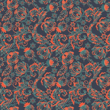 Batik stilinde klasik çiçeksiz desen