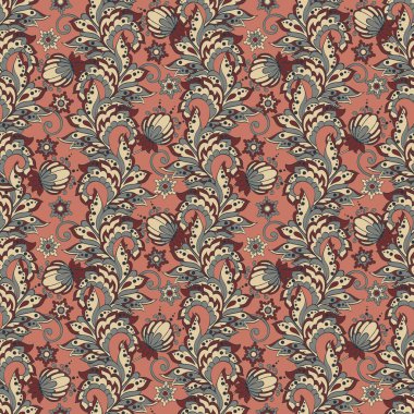 Batik tarzında etnik çiçek desenleri