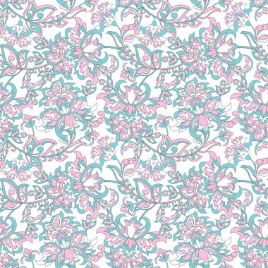 Çiçeksel vektör illüstrasyon damasyon arka planı