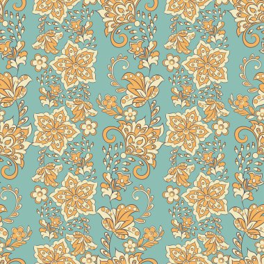 Çiçeksel oryantal etnik düzen. Kusursuz Arap süsü. Hint kumaşlarının süsleme motifleri.