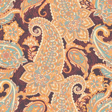 Paisley dikişsiz desen. damasör vektör arkaplanı