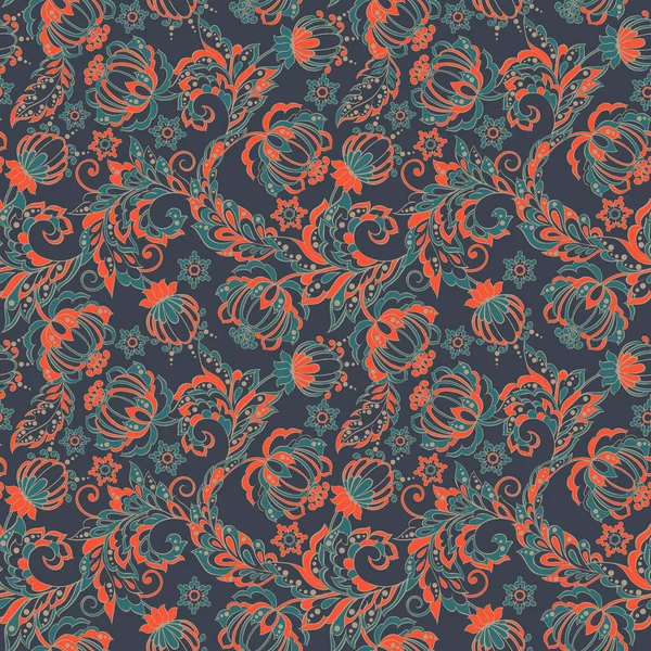 Motif Floral Vintage Sans Couture Dans Style Batik — Image vectorielle