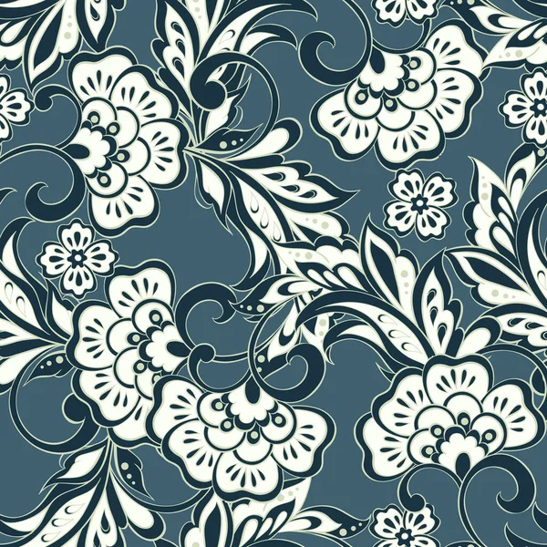 Patrón Vector Sin Costura Floral Étnica — Vector de stock