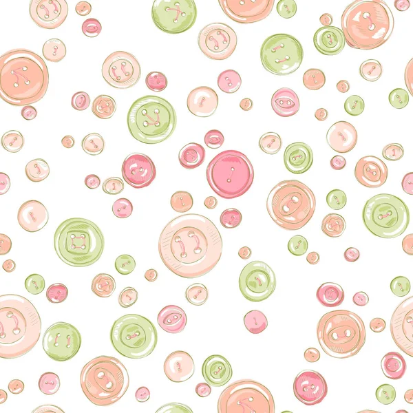 Hand Drawn Buttons Seamless Pattern Colorful Vector Illustration — Stock Vector