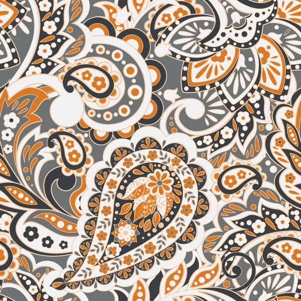 Motif Floral Sans Couture Avec Ornement Paisley Illustration Vectorielle Dans — Image vectorielle