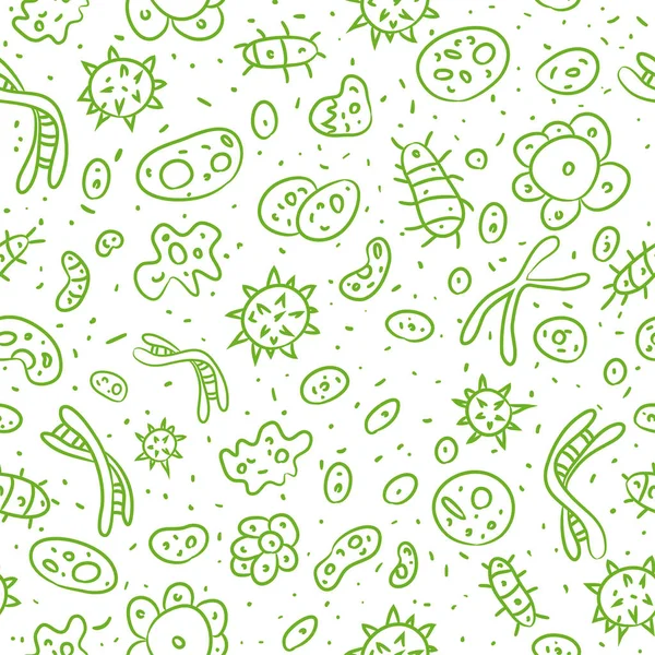 Hand Drawn Seamless Bacterium Pattern Vector Illustration — Stock Vector