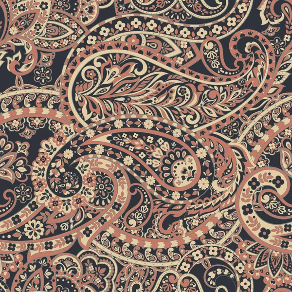 Patrón Paisley Floral Fondo Textil Asiático Sin Costuras — Vector de stock