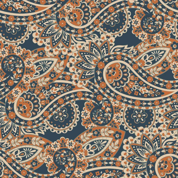 Sömlöst Paisley Mönster Blommig Vektor Illustration — Stock vektor