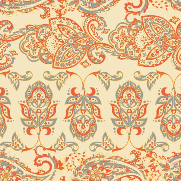 Adorno Folclórico Del Vector Batik Patrón Sin Costura Floral Étnico — Vector de stock