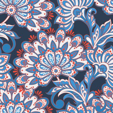 Hint batik tarzında klasik bir model. Çiçek vektör arkaplanı