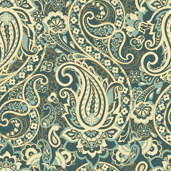 Modèle Sans Couture Avec Ornement Paisley Décor Floral Orné Illustration — Image vectorielle