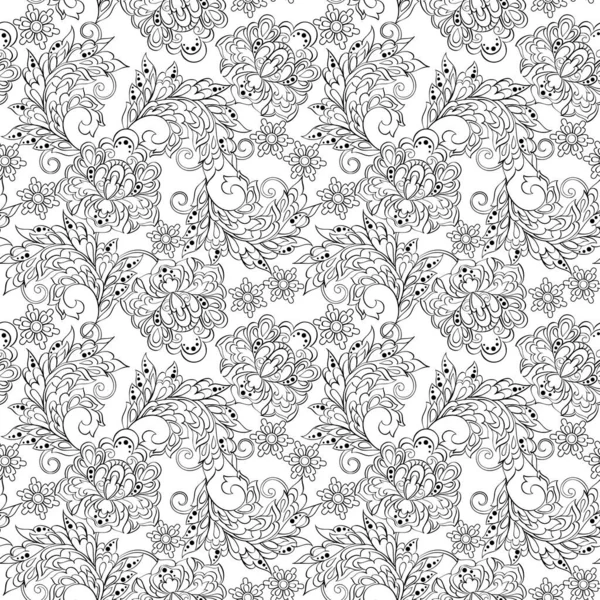 Patrón Floral Estilo Indio Batik — Vector de stock