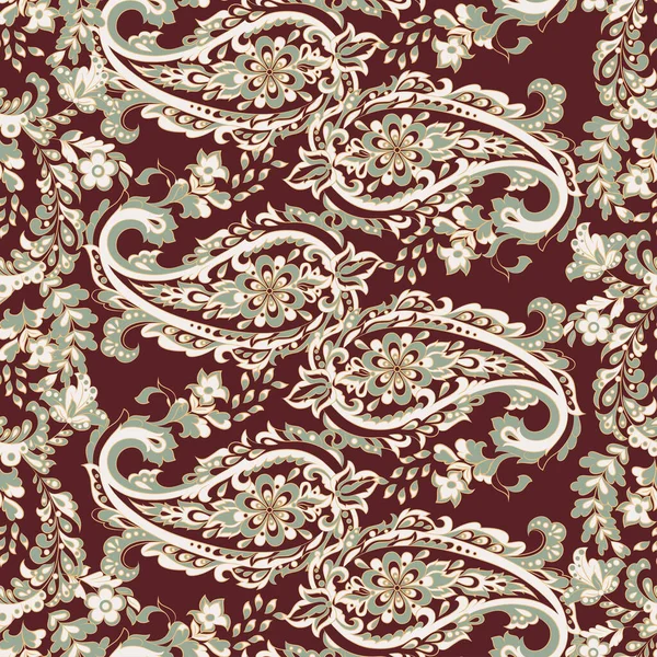 Motivo Floreale Senza Cuciture Con Ornamento Paisley Illustrazione Vettoriale Stile — Vettoriale Stock