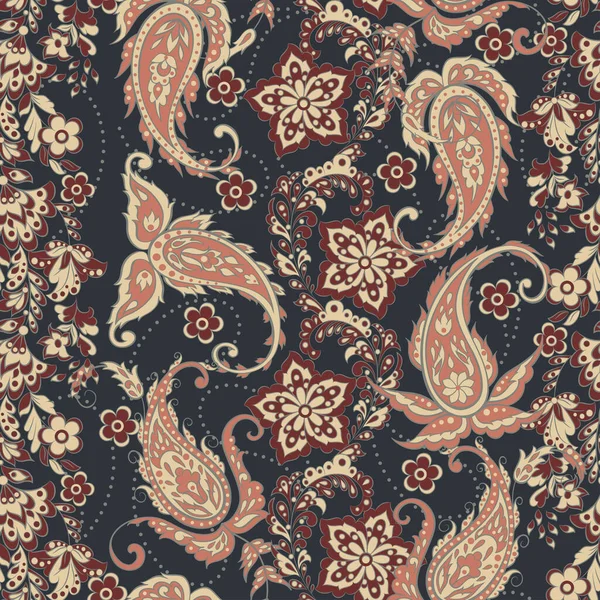 Paisley Floral Padrão Vetor Sem Costura —  Vetores de Stock