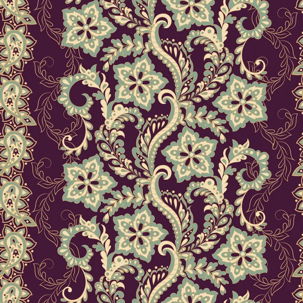 Fleurs Ethniques Motif Vectoriel Sans Couture Fond Vintage Floral — Image vectorielle