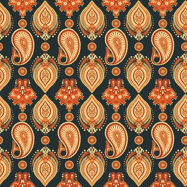 Paisley Pattern Nahtloser Asiatischer Textilhintergrund — Stockvektor