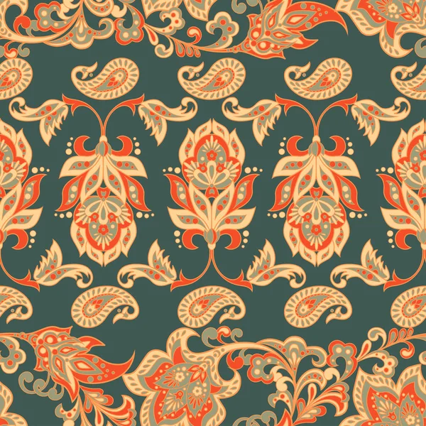 Patrón Sin Costura Floral Asiática Damasco Sin Costura Vector Fondo — Archivo Imágenes Vectoriales