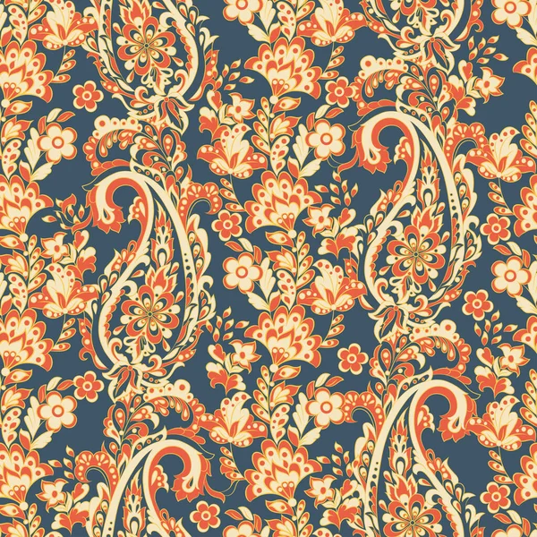 Motivo Floreale Senza Cuciture Con Ornamento Paisley Sfondo Vettoriale Damasco — Vettoriale Stock