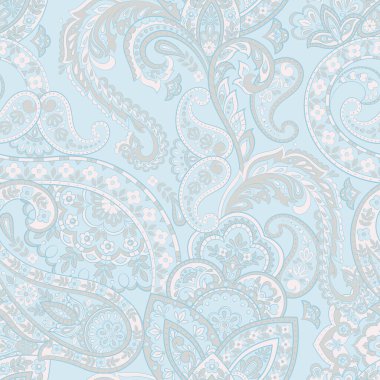 Çiçeksiz desenli desenli şal desenli süs. Asya tekstil biçiminde vektör illüstrasyonu 