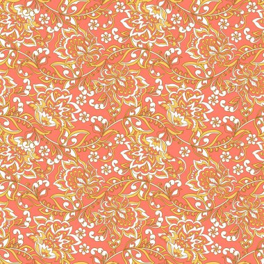 Klasik çiçeklerin dikişsiz deseni. Etnik çiçek vektör arkaplanı