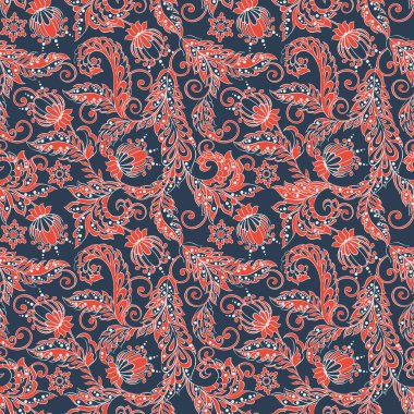 Etnik çiçekler kusursuz vektör deseni. Çiçek mahsulü arka plan