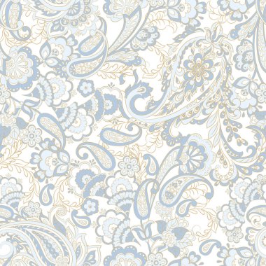 Çiçeksiz desenli desenli şal desenli süs. Asya tekstil biçiminde vektör illüstrasyonu