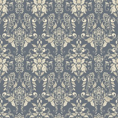 Kusursuz damaske arkaplanı. Vektör eski duvar kâğıdı