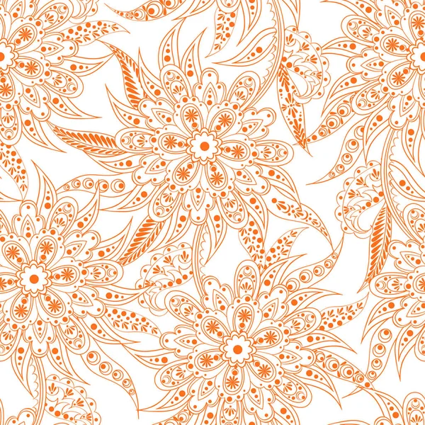 Ethnic Flowers Seamless Vector Pattern — Stock Vector