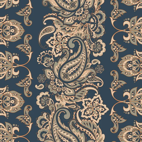 Paisley Sömlös Textil Mönster Asiatisk Batik Stil — Stock vektor