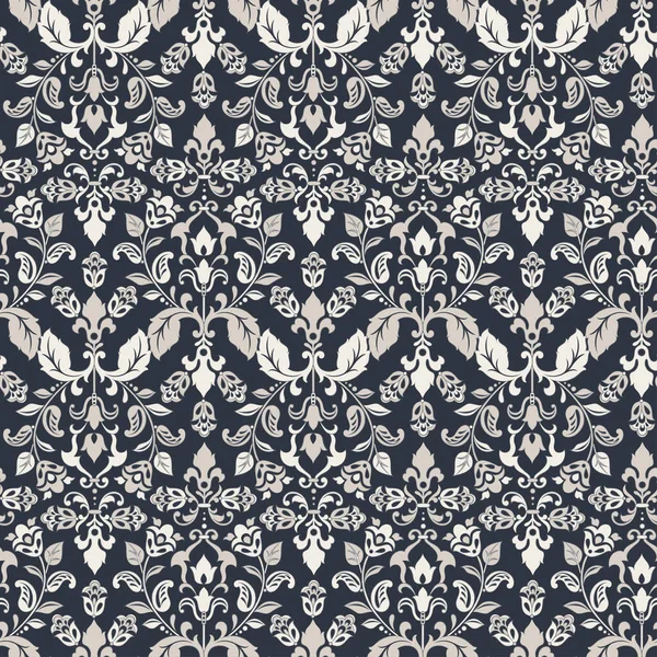 Damassé Papier Peint Floral Sans Couture Fond Vectoriel Vintage — Image vectorielle