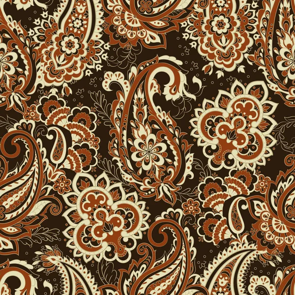 Vintage Pailsey Pattern Indian Batik Style Floral Vector Background — Stock Vector