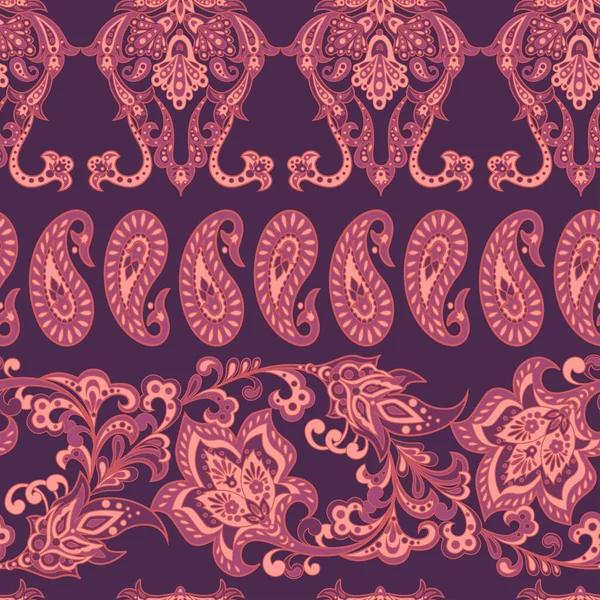 Цветочный Бесшовный Узор Орнаментом Пейсли Векторный Фон Дамаска — стоковый вектор