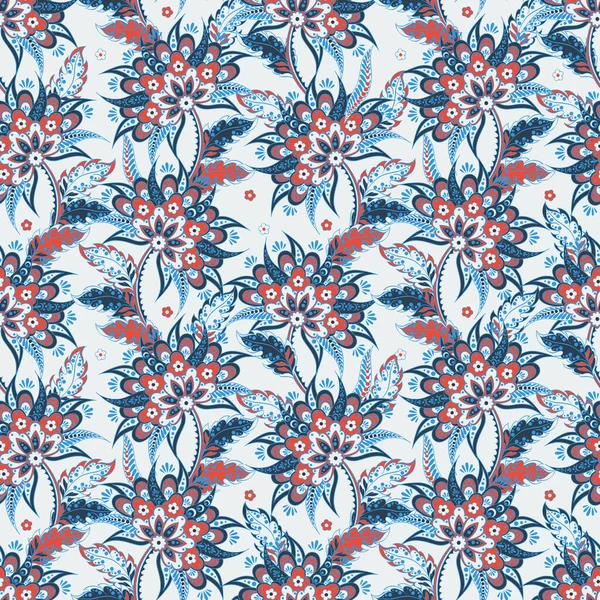 Etnische Bloemen Naadloze Vector Patroon Bloemige Vintage Achtergrond — Stockvector