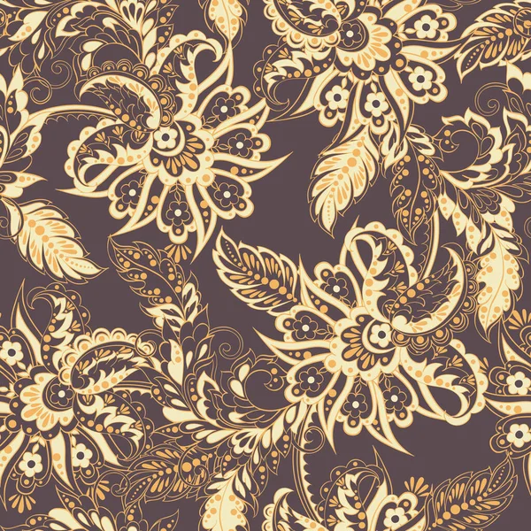 Patrón Floral Sin Costuras Estilo Batik Fondo Vector — Vector de stock