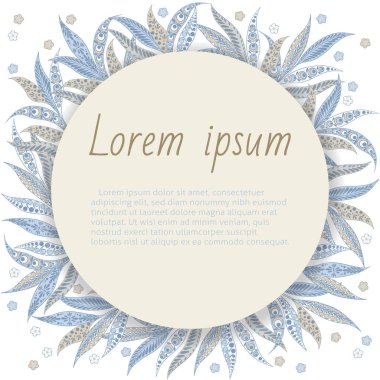 Yuvarlak çerçeveli ve çiçekli bir tebrik kartı.