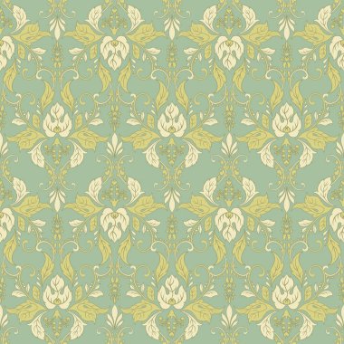 Damask tarzı, dikişsiz model. Vektör arkaplanı