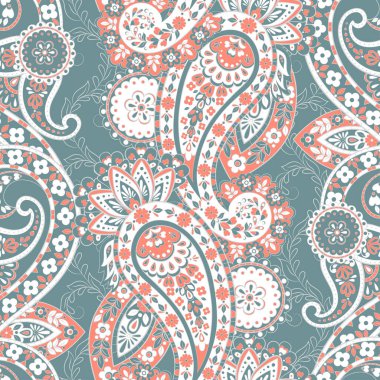 Paisley dikişsiz desen. damasör vektör arkaplanı